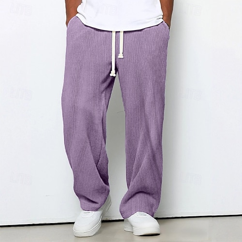  Homens Calça de moletom com pernas largas Calças Calças de Veludo Calças largas Calça casual Com Cordão Cintura elástica Tecido Listrado Pavio Humido Respirável Comprimento total Esportes Casual