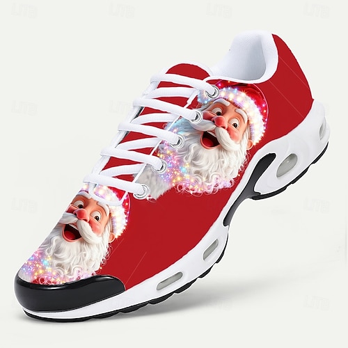  3D-tryckta julsneakers för herr med jultomtenmotiv – lekfulla och mysiga, perfekta för julfester och högtidsevenemang