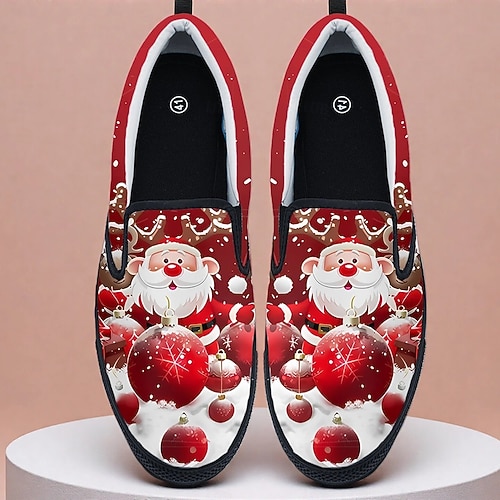  Мужские рождественские туфли Санта-Клауса без застежек — веселый дизайн с 3D-печатью, удобные и уютные, идеально подходят для рождественских вечеринок и праздничных встреч