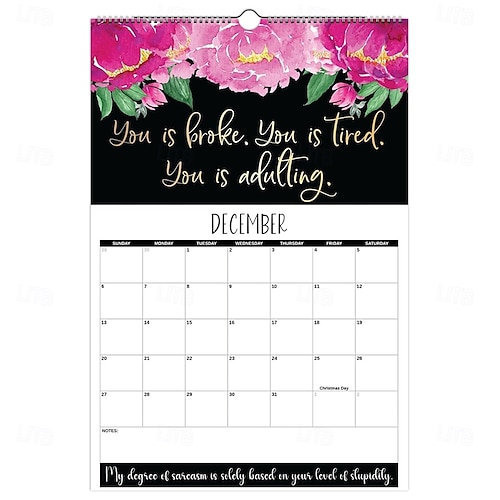  Hauska kalenteri 2026, taas mennään, vuoden 2026 kirouskalenteri väsyneille naisille, iso seinäkalenteri lahjaksi naispuolisille työtovereille ja parhaille ystäville