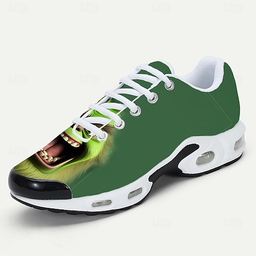  Herrsneakers med julfigurer – rolig 3D-tryckt design, bekväm passform, perfekt för högtider och festliga firanden