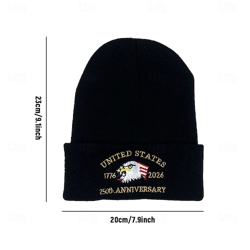  Вязаная шапка к 250-летию Шапка с отворотом к 250-летию Соединенных Штатов Теплая зимняя шапка с кабелем Унисекс уличная мода Патриотический подарок семиквинтескеннального