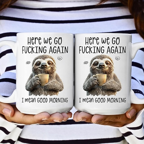  αστεία κούπα δώρου, πάμε πάλι γαμημένο, εννοώ καλημέρα, κεραμικό φλιτζάνι καφέ για δουλειά, γραφείο, σπίτι, χιούμορ, δώρο για φίλους, συναδέλφους