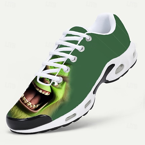  Herrsneakers med julfigurer – rolig 3D-tryckt design, bekväm passform, perfekt för högtider och festliga firanden