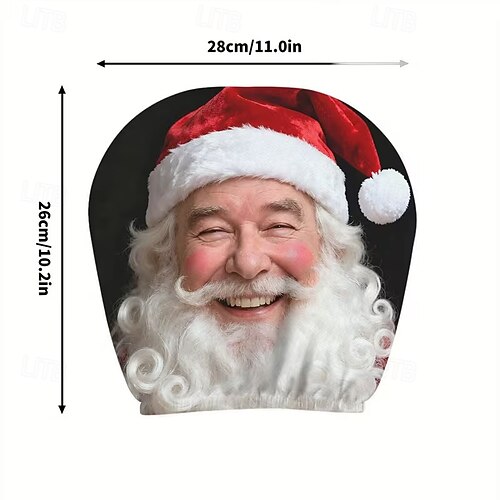  2 τεμάχια χριστουγεννιάτικα καλύμματα αυτοκινήτου με τυπωμένο τον Άγιο Βασίλη, εσωτερική διακόσμηση, γενικής χρήσης, πλενόμενα, εύκολα στην εγκατάσταση, κατάλληλα για μεγάλα οδικά ταξίδια, πάρτι