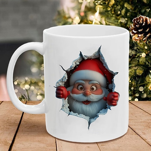  Забавный рождественский подарок, кружка, 3D-мем с разбитой кофейной чашкой, подарок для мужчин, женщин и подростков, модный мем с кружкой Санта-Клауса, подарок на праздничную вечеринку.
