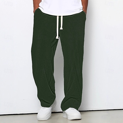  Homens Calça de moletom com pernas largas Calças Calças de Veludo Calças largas Calça casual Com Cordão Cintura elástica Tecido Listrado Pavio Humido Respirável Comprimento total Esportes Casual
