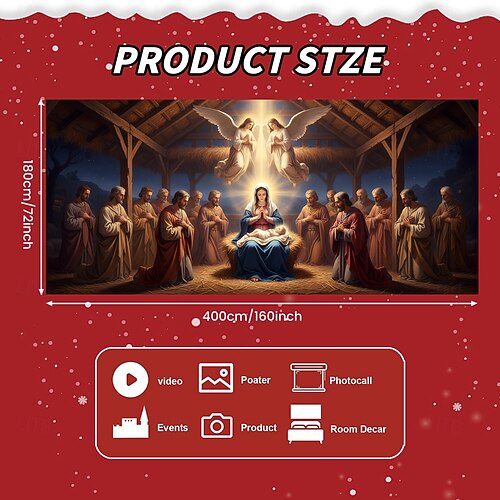  غطاء باب مرآب عيد الميلاد مشهد المهد 2025 خلفية معلقة كبيرة جدارية عطلة دينية ديكور خارجي خلفية تصوير حفلة فناء المنزل ديكور عيد الميلاد الاحتفالي