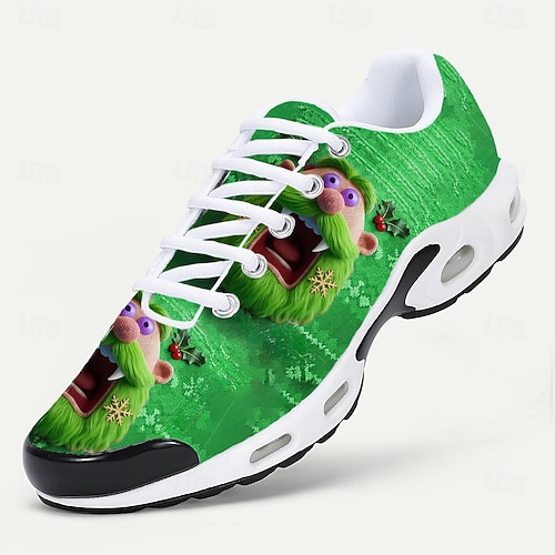  Herrsneakers med julfigurer – 3D-tryckt design, roliga och festliga, perfekta för högtidssammankomster och familjefester