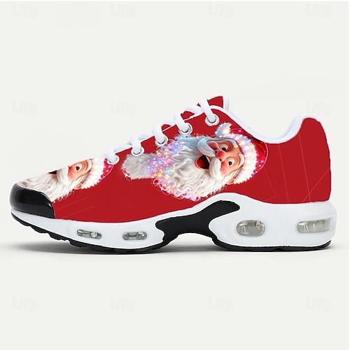  3D-tryckta julsneakers för herr med jultomtenmotiv – lekfulla och mysiga, perfekta för julfester och högtidsevenemang