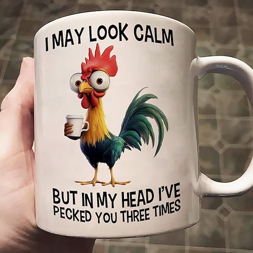  αστεία κούπα δώρου μπορεί να φαίνομαι ήρεμος αλλά στο μυαλό μου σε έχω τσιμπήσει τρεις φορές κεραμικό φλιτζάνι καφέ για λάτρεις του κοτόπουλου γραφείο σπίτι χιούμορ δώρο