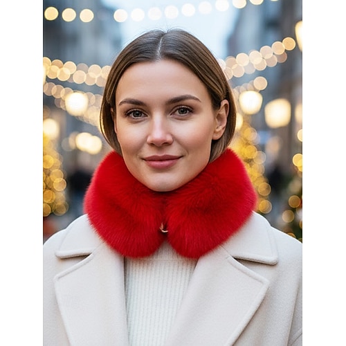 Damen-Weihnachtsschal mit Kunstpelzkragen, weich und kuschelig, erhältlich in Rot, Weiß und vielen weiteren Farben – das perfekte Weihnachtsgeschenk
