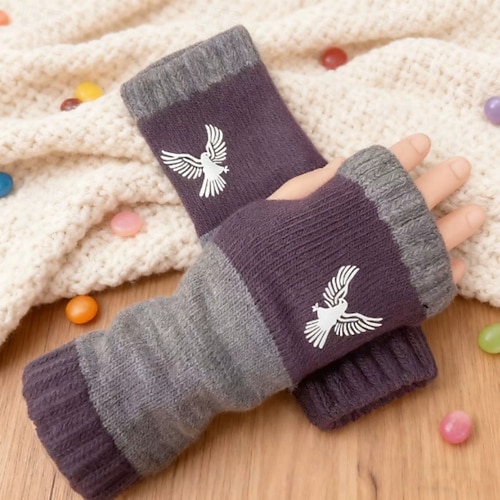  Naisten 1 pari Puolisormi / Neulotut käsineet Aktiivinen / Katutyyli Hanskat - Väripalikka / Kukka Painettu