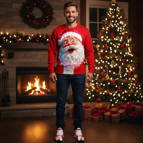  3D-tryckta julsneakers för herr med jultomtenmotiv – lekfulla och mysiga, perfekta för julfester och högtidsevenemang