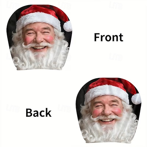  2 τεμάχια χριστουγεννιάτικα καλύμματα αυτοκινήτου με τυπωμένο τον Άγιο Βασίλη, εσωτερική διακόσμηση, γενικής χρήσης, πλενόμενα, εύκολα στην εγκατάσταση, κατάλληλα για μεγάλα οδικά ταξίδια, πάρτι