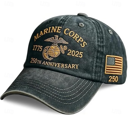  Til ære for 250-årsjubileet for USMC, retro vasket caps, USAs 250-årsjubileumshatt, marinekorps-baseballcaps, patriotisk gave til menn
