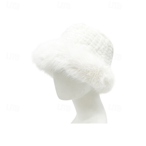  Damskie Kapelusz Kapelusz bucket Odporność na wiatr Ciepłe Na co dzień Weekend Polar Czyste kolory