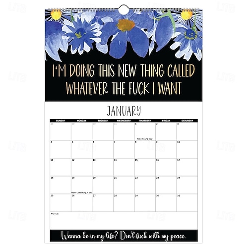  Hauska kalenteri 2026, taas mennään, vuoden 2026 kirouskalenteri väsyneille naisille, iso seinäkalenteri lahjaksi naispuolisille työtovereille ja parhaille ystäville