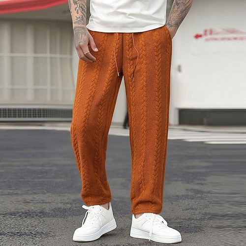  Męskie Spodnie dresowe Spodnie Spodnie dresowe z prostymi nogawkami Spodnie dresowe z odkrytymi nogami Żakard Ściągana na sznurek Elastyczny pas Równina Oddychający Pełna długość Sporty na świeżym