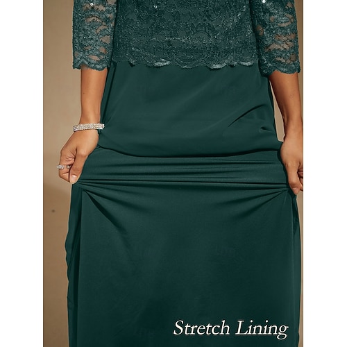  Naisten Maksimekko Sifonki Mekko Tyylikäs Häävieras Iltajuhlat Normaali Yhtenäinen väri 3/4 hiha Tiukka pyöreä kaula-aukko Smaragdin vihreä Kevät Syksy Talvi