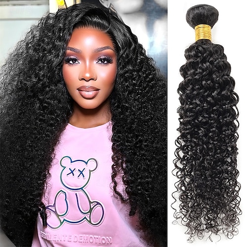 Brazilian Human Hair 1B # Natural Black Color Curly Wave  display picture 3