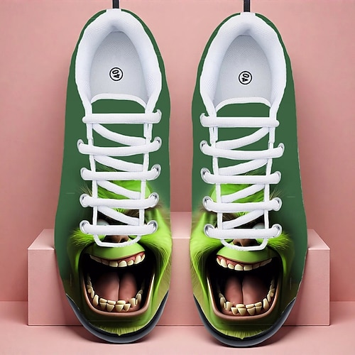  Herrsneakers med julfigurer – rolig 3D-tryckt design, bekväm passform, perfekt för högtider och festliga firanden