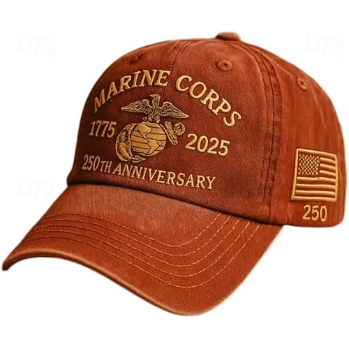  Til ære for 250-årsjubileet for USMC, retro vasket caps, USAs 250-årsjubileumshatt, marinekorps-baseballcaps, patriotisk gave til menn