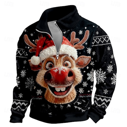  חג המולד בגדי ריקוד גברים כל אחד טרנינג מגניב יומי מסוגנן שרוול ארוך עומד בָּחוּץ בית מתנה פול כחול 2# שחור אודם סגול רוכסן סתיו חורף מְעַצֵב S M L XL XXL XXXL