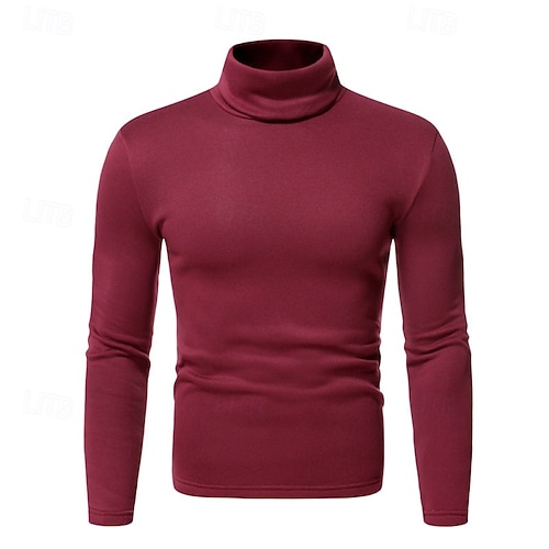  Miesten Poolopaita Knitwear Miesten Turtle Neck Neule Pusero Neuloa Tavalliset topit Kudottu Tavallinen Poolokaulus Moderni nykyaikainen Työ Arki-asut Vaatetus Syksy Talvi Viini Musta S M L