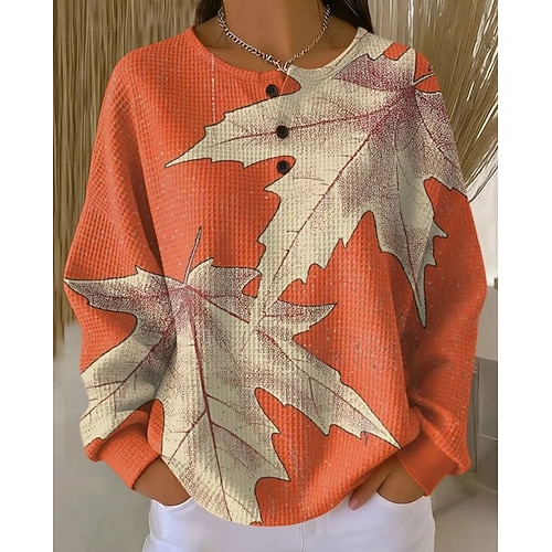  Dames Trui-sweatshirt Grafisch Geometrisch Elegant Modieus Werk Lange mouw Strakke ronde hals Normale tops Huis Werk Straat Knop Wit Blozend Roze Oranje Groen Lente Herfst Winter