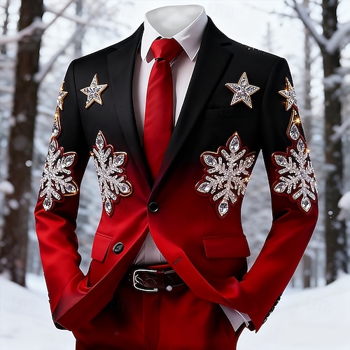  Jul Herr Snöflinga Kavajjacka Kappa Bekväm Andningsfunktion Artistisk Ledigt Festkvällskläder Dagligen Festival 3D-utskrift Knappar Höst vinter Trubbig Långärmad Blå 1 Röd 1 Rubinrött