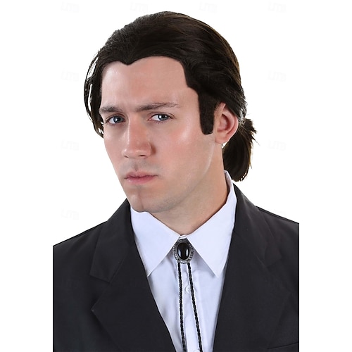 Perruques de cosplay Marron Lisse Cheveux synthétiques Court Perruques Homme Perruques Pour la fête