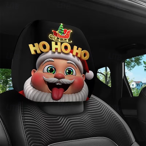  2 τεμάχια χριστουγεννιάτικα καλύμματα αυτοκινήτου με τυπωμένο τον Άγιο Βασίλη, εσωτερική διακόσμηση, γενικής χρήσης, πλενόμενα, εύκολα στην εγκατάσταση, κατάλληλα για μεγάλα οδικά ταξίδια, πάρτι