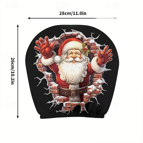  2 τεμάχια χριστουγεννιάτικα καλύμματα αυτοκινήτου με τυπωμένο τον Άγιο Βασίλη, εσωτερική διακόσμηση, γενικής χρήσης, πλενόμενα, εύκολα στην εγκατάσταση, κατάλληλα για μεγάλα οδικά ταξίδια, πάρτι