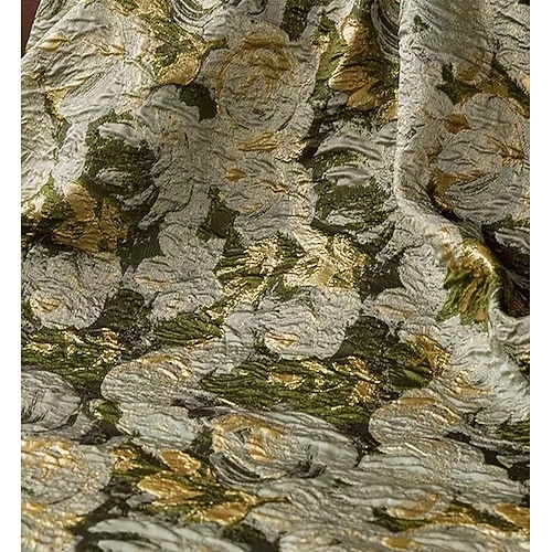 Short Sleeve V-Neck Bow Panel Jacquard Mesh Overlay A-Line Evening Gown