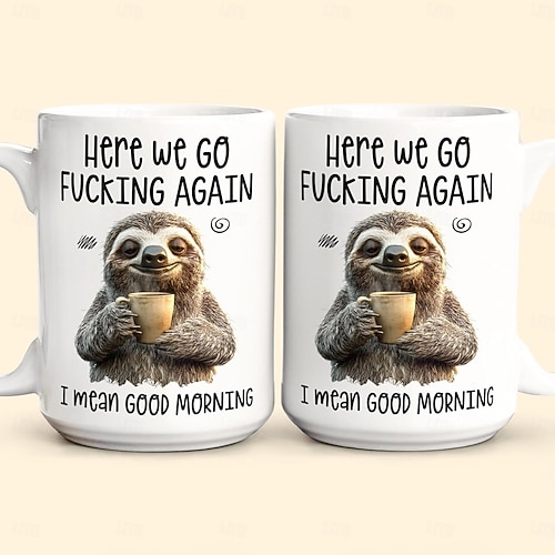  αστεία κούπα δώρου, πάμε πάλι γαμημένο, εννοώ καλημέρα, κεραμικό φλιτζάνι καφέ για δουλειά, γραφείο, σπίτι, χιούμορ, δώρο για φίλους, συναδέλφους