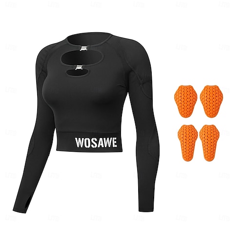 WOSAWE Spring/Summer Autumn Women's Motorcycle Top Motorcycle Rider Clothing  Hollow Design Sexy Short Cycling Long Sleeve MF213/ME322 2026