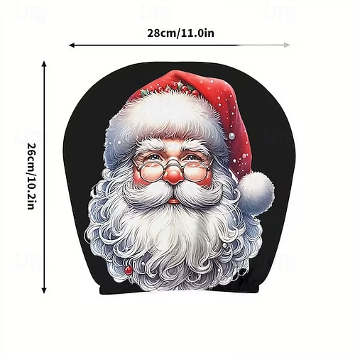  2 τεμάχια χριστουγεννιάτικα καλύμματα αυτοκινήτου με τυπωμένο τον Άγιο Βασίλη, εσωτερική διακόσμηση, γενικής χρήσης, πλενόμενα, εύκολα στην εγκατάσταση, κατάλληλα για μεγάλα οδικά ταξίδια, πάρτι