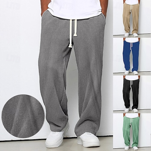  Homens Calça de moletom com pernas largas Calças Calças de Veludo Calças largas Calça casual Com Cordão Cintura elástica Tecido Listrado Pavio Humido Respirável Comprimento total Esportes Casual