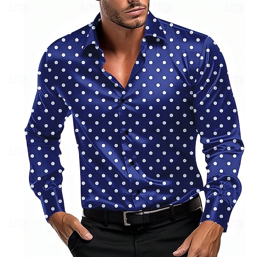 blue polka dot dress shirt mens Men's Casual Polka Dot Dress Shirt main image 1