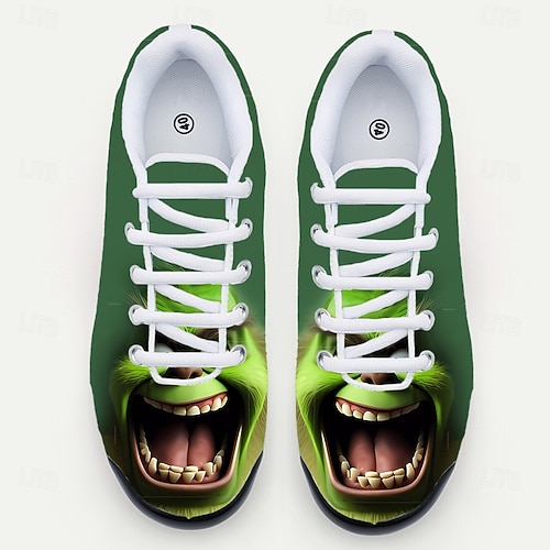  Herrsneakers med julfigurer – rolig 3D-tryckt design, bekväm passform, perfekt för högtider och festliga firanden