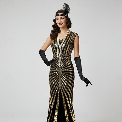 chinese dress ladies 1920s Black Marguerite Gatsby Dress main image 1