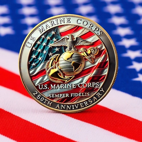  250th Anniversary U.S. Commemorative Coin, Collectible Coins, Durable Metal Display Coins for Collectors & Gift Idea, Patriotic Military Theme Semiquincentennial
