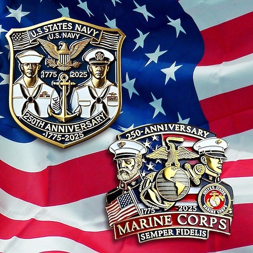  Balení 2 ks pamětního pinu 250. výročí U.S. Marine Corps  NAVY emblem armády Marine Corps klopy slitinové odznaky sběratelský dárek pro veterány k semikvincentenáriu