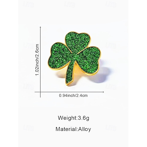  Women's St. Patrick's Day Shamrock Brooch Pin Set, Alloy Material w, 4-Piece Clover Pin Set, Elegant & Festive Irish Style for Hats, Jackets, Bags, Parades, Parties & Holiday Celebrations