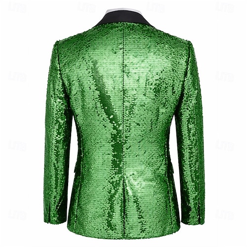  St.Patrick 2026 Retro Vintage 1980s Tuxedo Suits & Blazers Disco Sequins Fancy Dress Men's Carnival Costume Christmas Halloween Carnival Cocktail Party Theme Party Pride Parade Adults' Coat