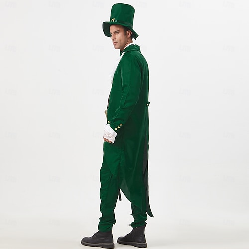  St. Patrick 2026 Elf Irish Carnival Outfits Tailcoat Outfits Adults' Men's Carnival Mardi Gras Saint Patrick's Day Party Festival Easy Carnival Costume Dress Up