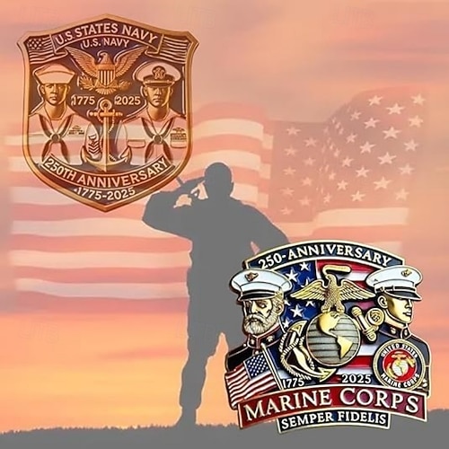  Balení 2 ks pamětního pinu 250. výročí U.S. Marine Corps  NAVY emblem armády Marine Corps klopy slitinové odznaky sběratelský dárek pro veterány k semikvincentenáriu
