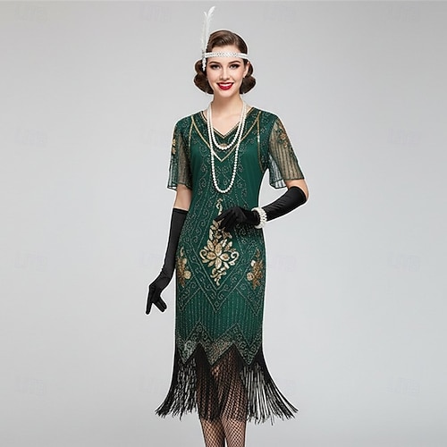 slim fit dress slacks Wedtrend Women Sparkly Black Sequins Fringed 1920s Flapper Dress Party Dress, Black / 2XL