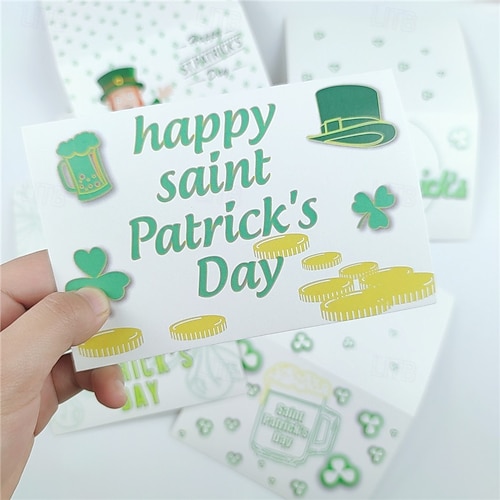  St. Patrick's Day Greeting Cards Bulk - Pack Assorted Cards, 6 Unique Leprechaun & Shamrock Designs, Blank Inside for Personal Messages, Festive Irish Holiday Note Cards for Friends & Family